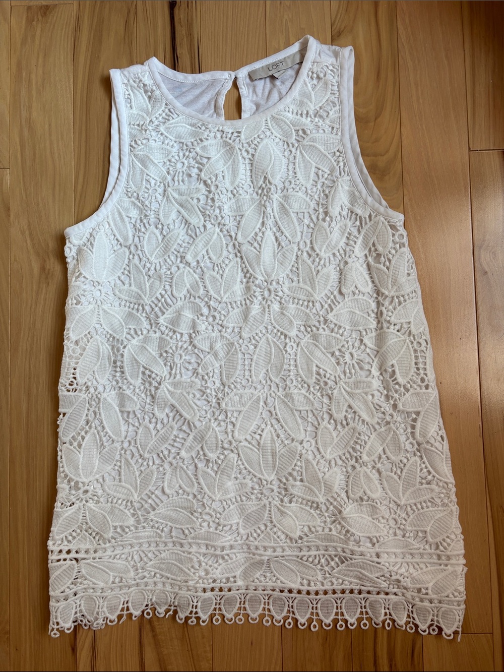 LOFT White Floral Lace Tank Camisole